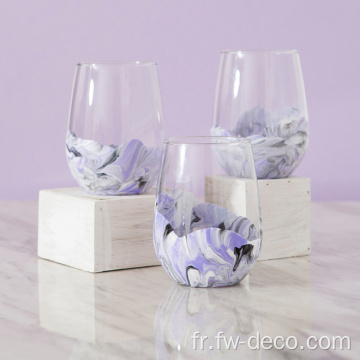 Gifts de verres à vin en marbre peint avec sans tige